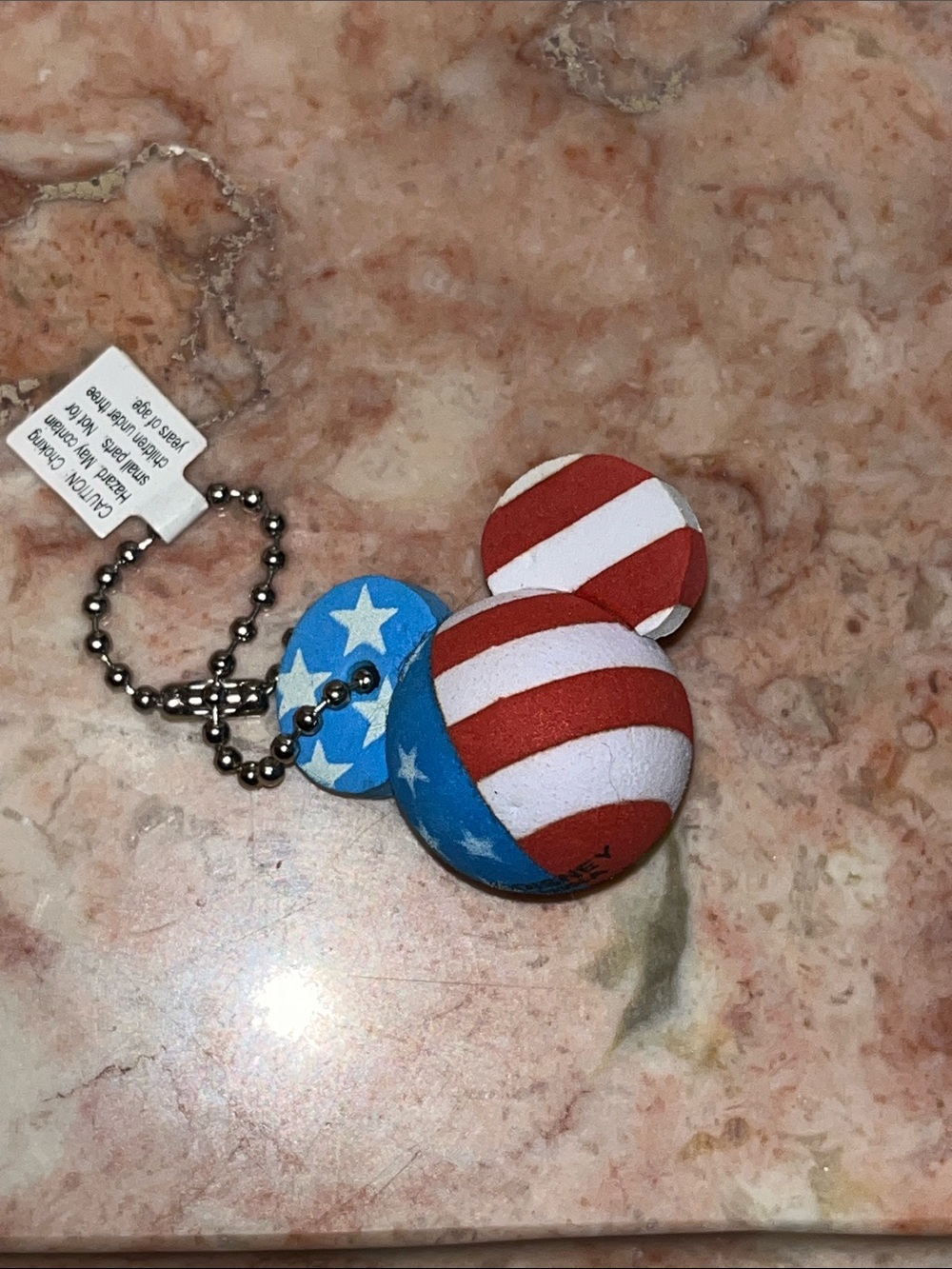 Disney Parks Red White Blue Flag Mickey Ear Keychain 4th of July Vintage Foam